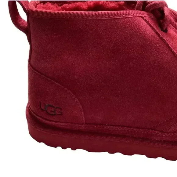 UGG Chukka Boots Shoes Mens 12 Red Neumel Suede Sheepskin Lace Up NEW - Picture 4 of 9
